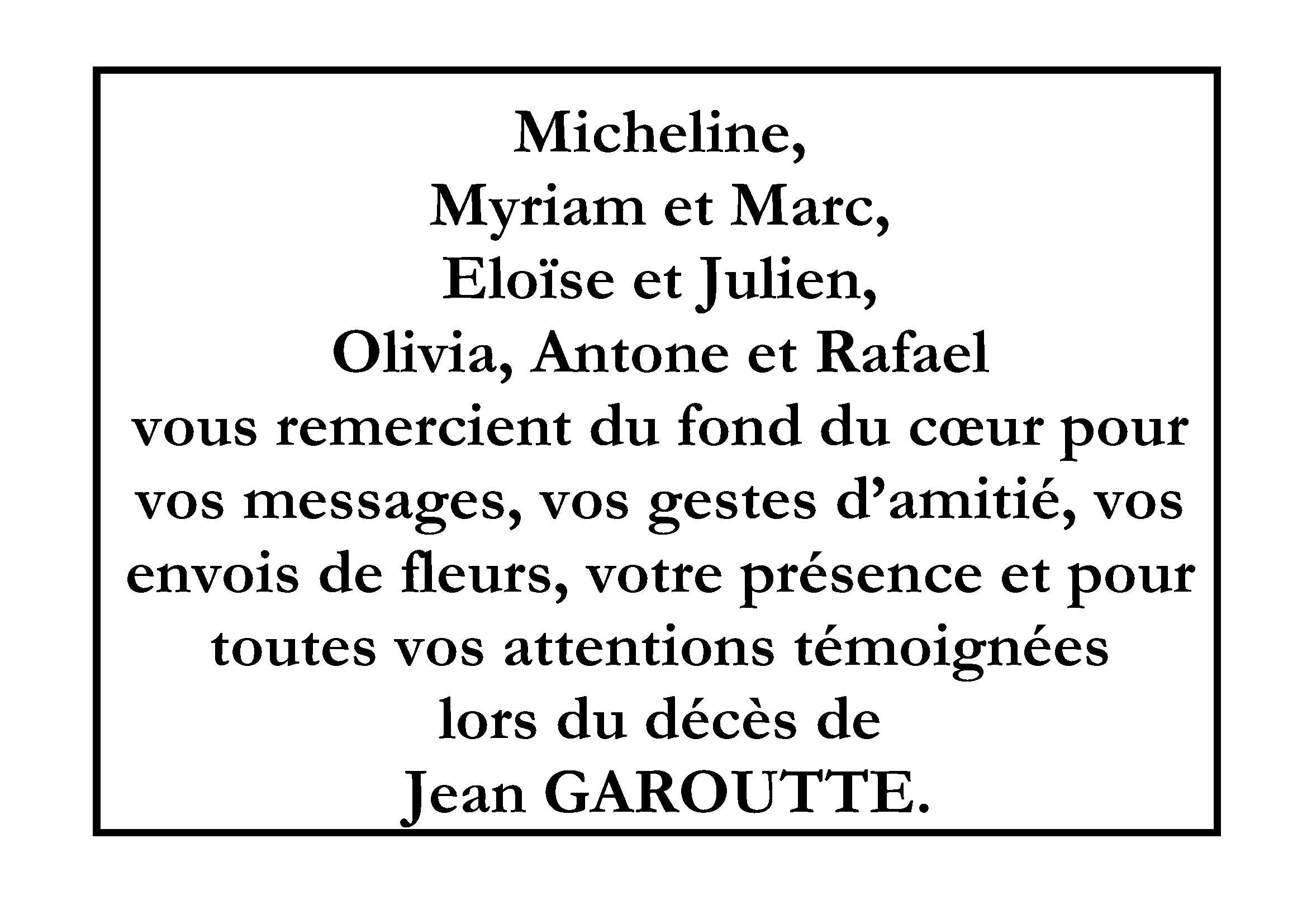 remerciements famille garoutte